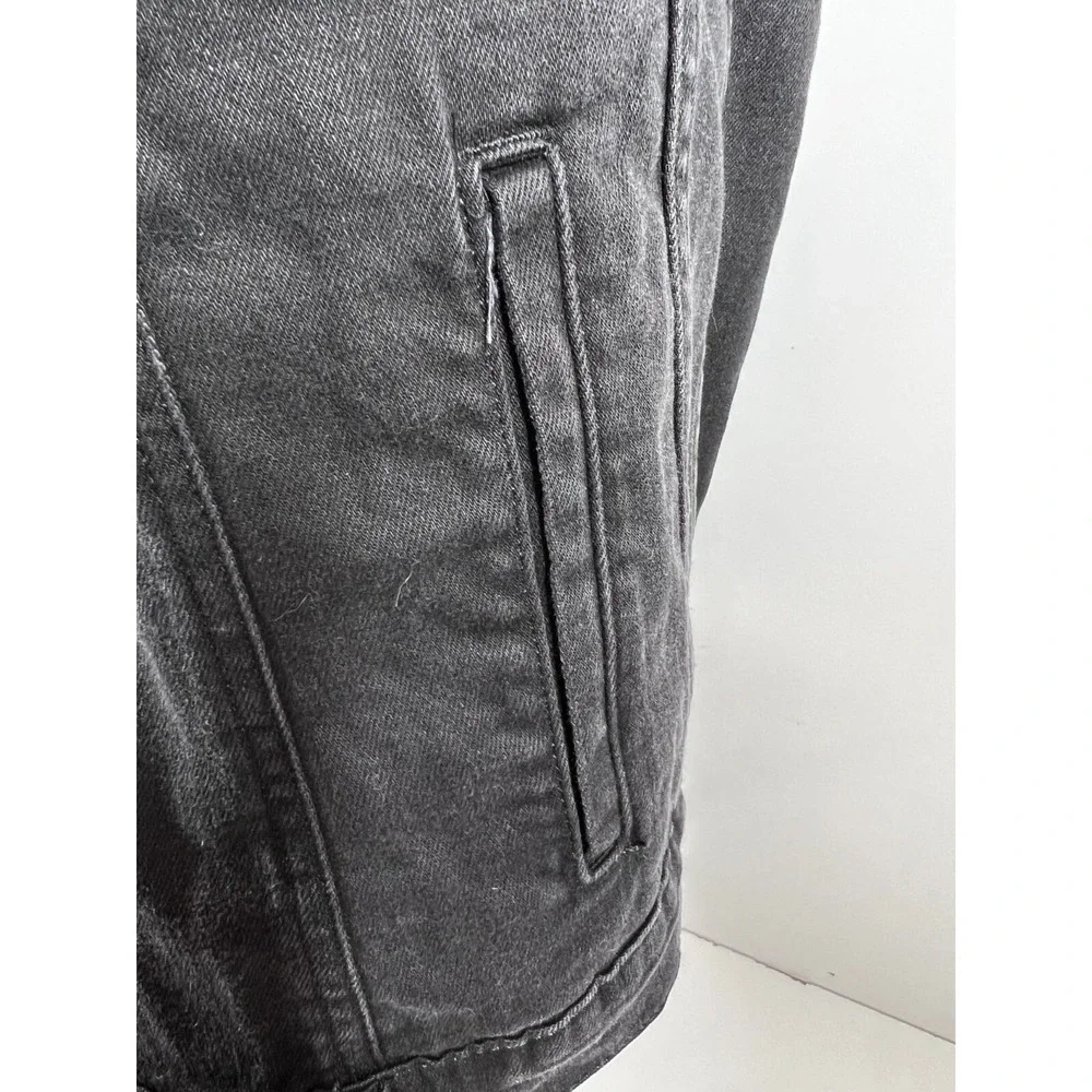 NWT Leif Nelson Black Knitted Sleeves‎ Hooded Denim Jacket Mens SZ Large LN5240